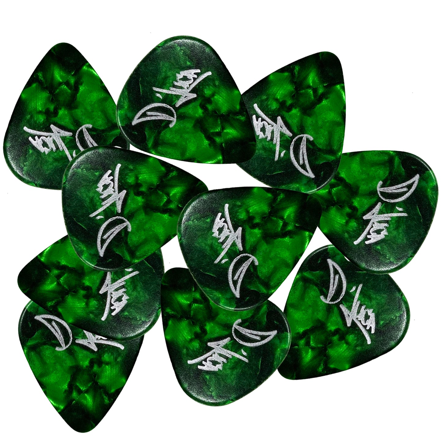 D'Luca Celluloid Standard Guitar Picks Green Pearl 1.25mm Extra Heavy 10 Pack