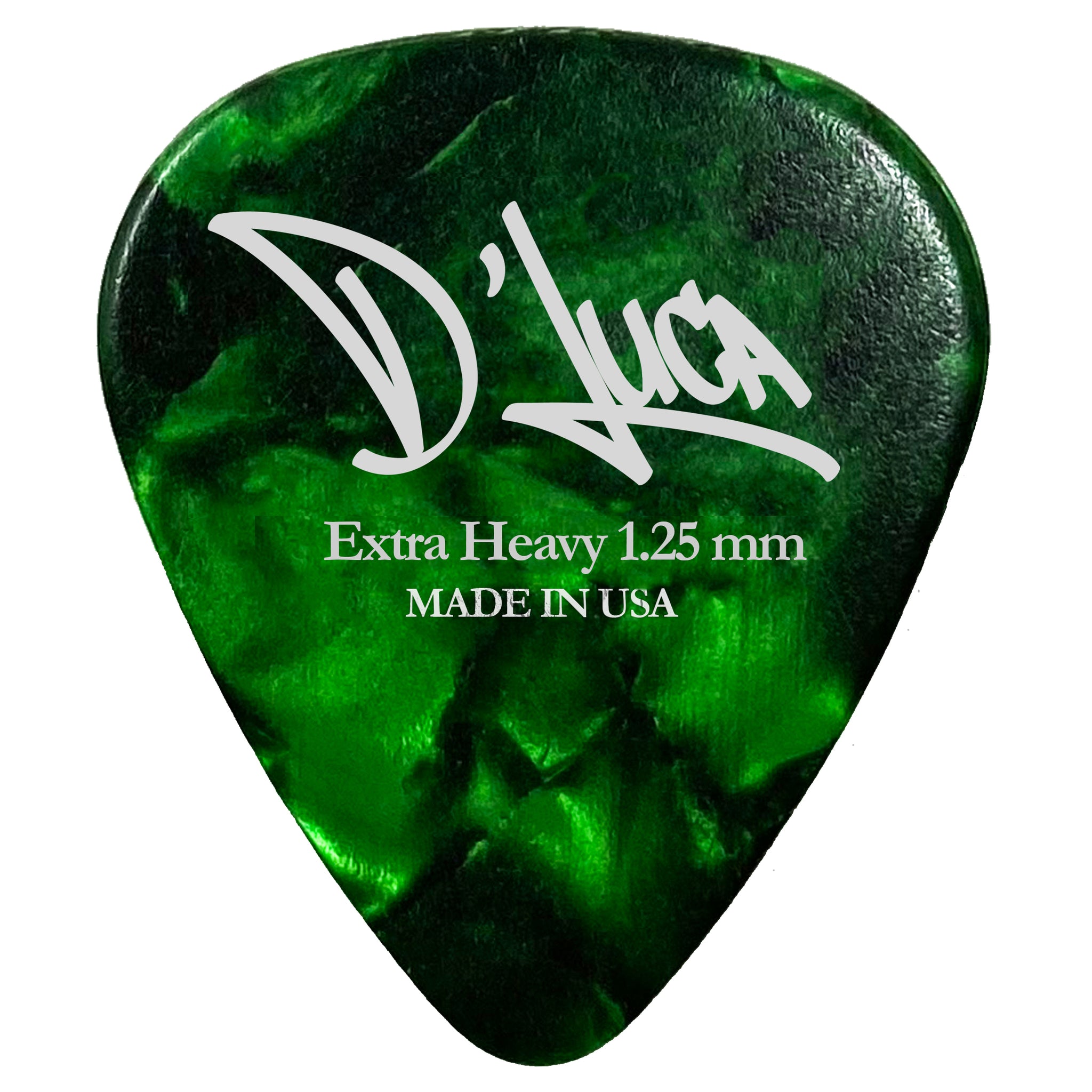 D'Luca Celluloid Standard Guitar Picks Green Pearl 1.25mm Extra Heavy 25 Pack