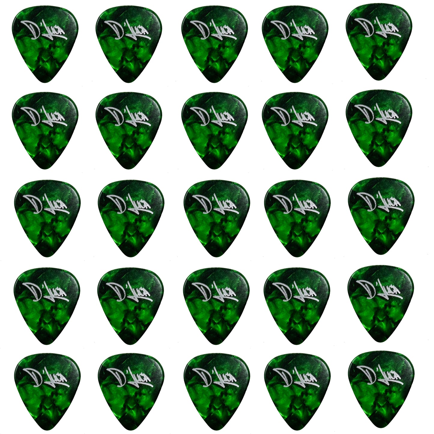 D'Luca Celluloid Standard Guitar Picks Green Pearl 1.25mm Extra Heavy 25 Pack