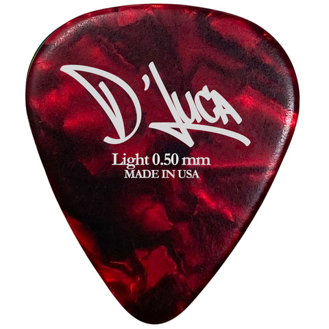 D'Luca Celluloid Standard Guitar Picks Red Pearl 0.50 mm Light 25 Pack