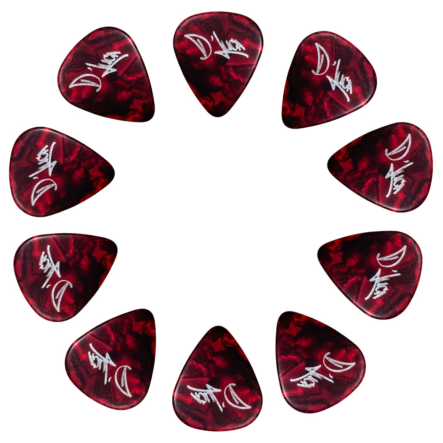 D'Luca Celluloid Standard Guitar Picks Red Pearl 0.70mm Medium 10 Pack