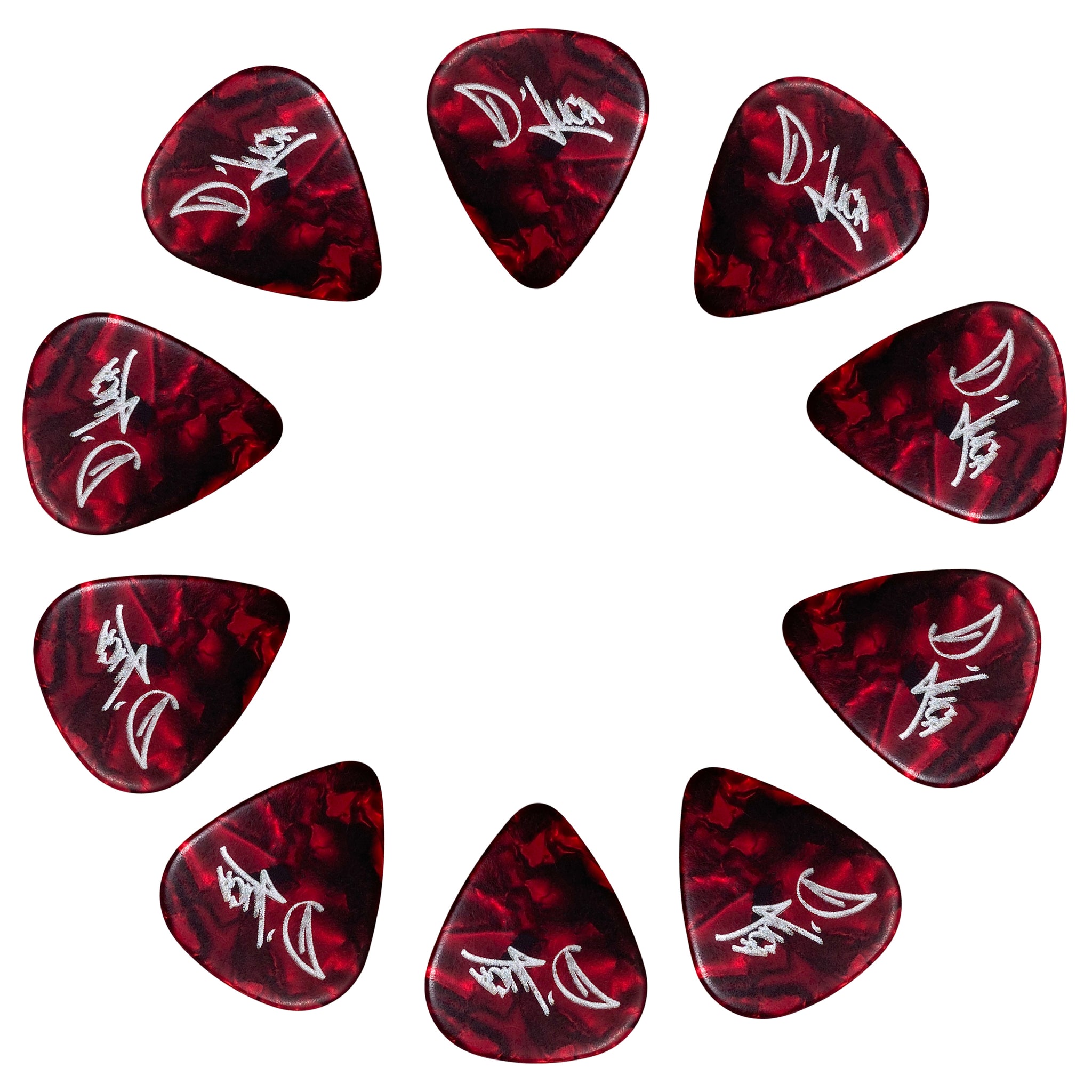 D'Luca Celluloid Standard Guitar Picks Red Pearl 0.70mm Medium 10 Pack
