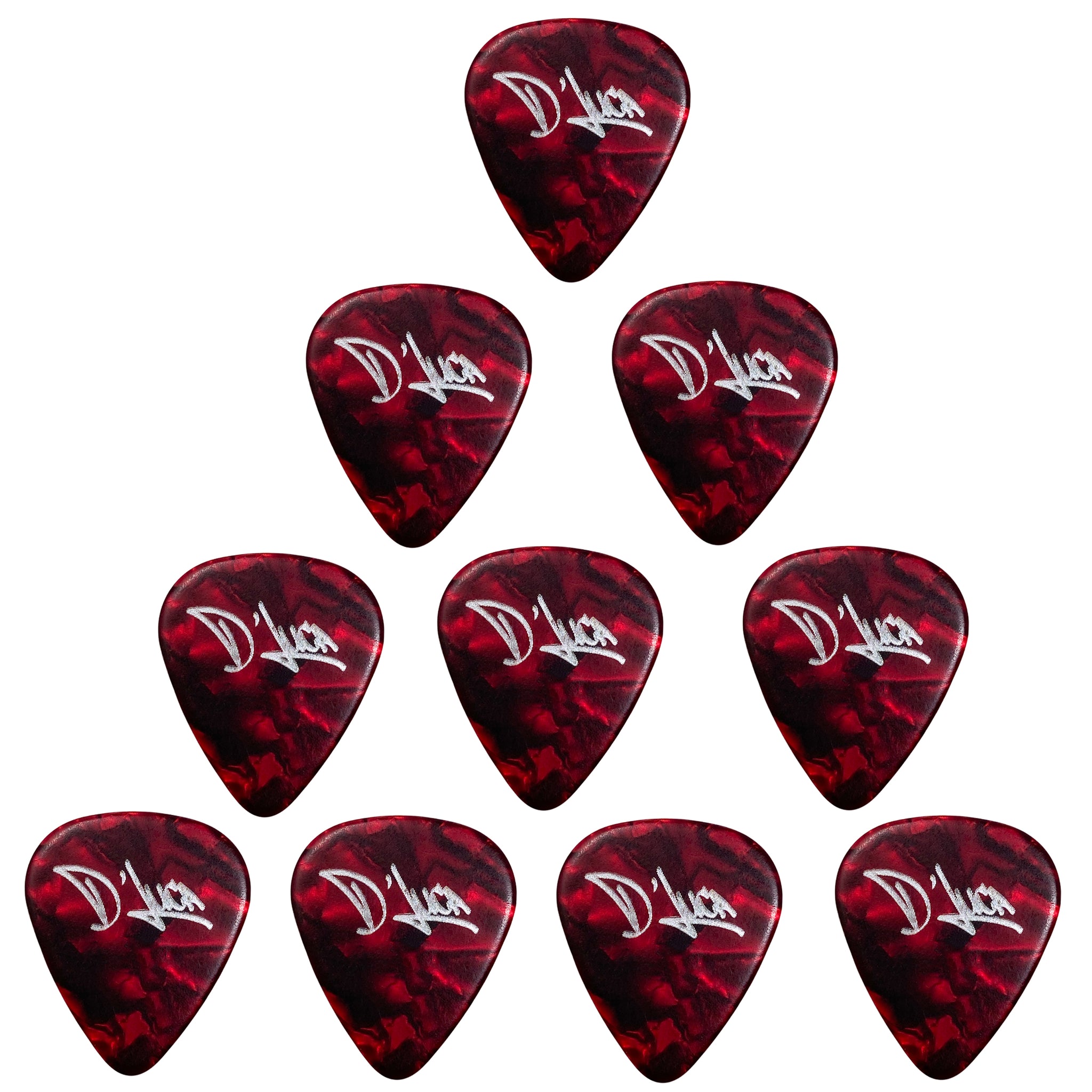 D'Luca Celluloid Standard Guitar Picks Red Pearl 0.70mm Medium 10 Pack