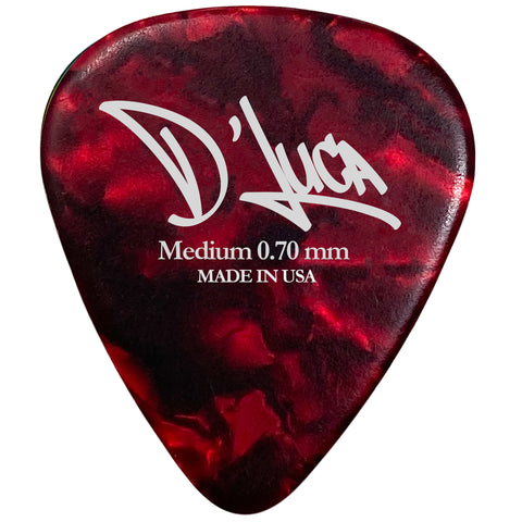 D'Luca Celluloid Standard Guitar Picks Red Pearl 0.70mm Medium 25 Pack