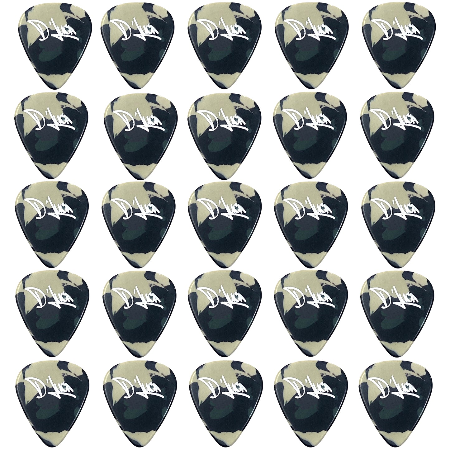 D'Luca Celluloid Standard Guitar Picks Camouflage 0.50 mm Light 25 Pack