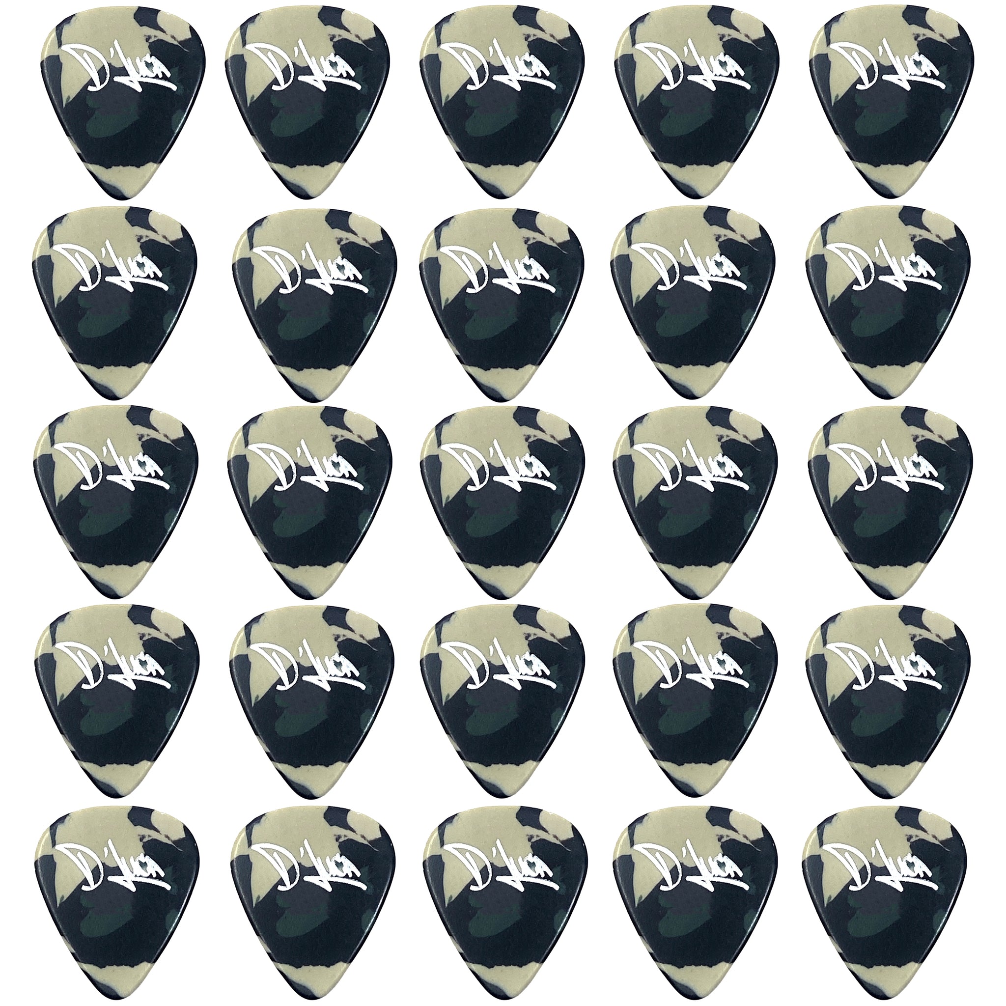 D'Luca Celluloid Standard Guitar Picks Camouflage 0.50 mm Light 25 Pack