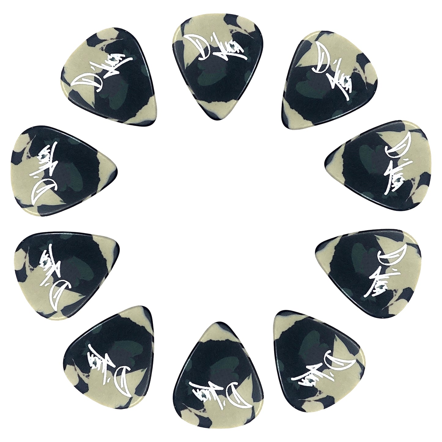 D'Luca Celluloid Standard Guitar Picks Camouflage 0.70mm Medium 10 Pack