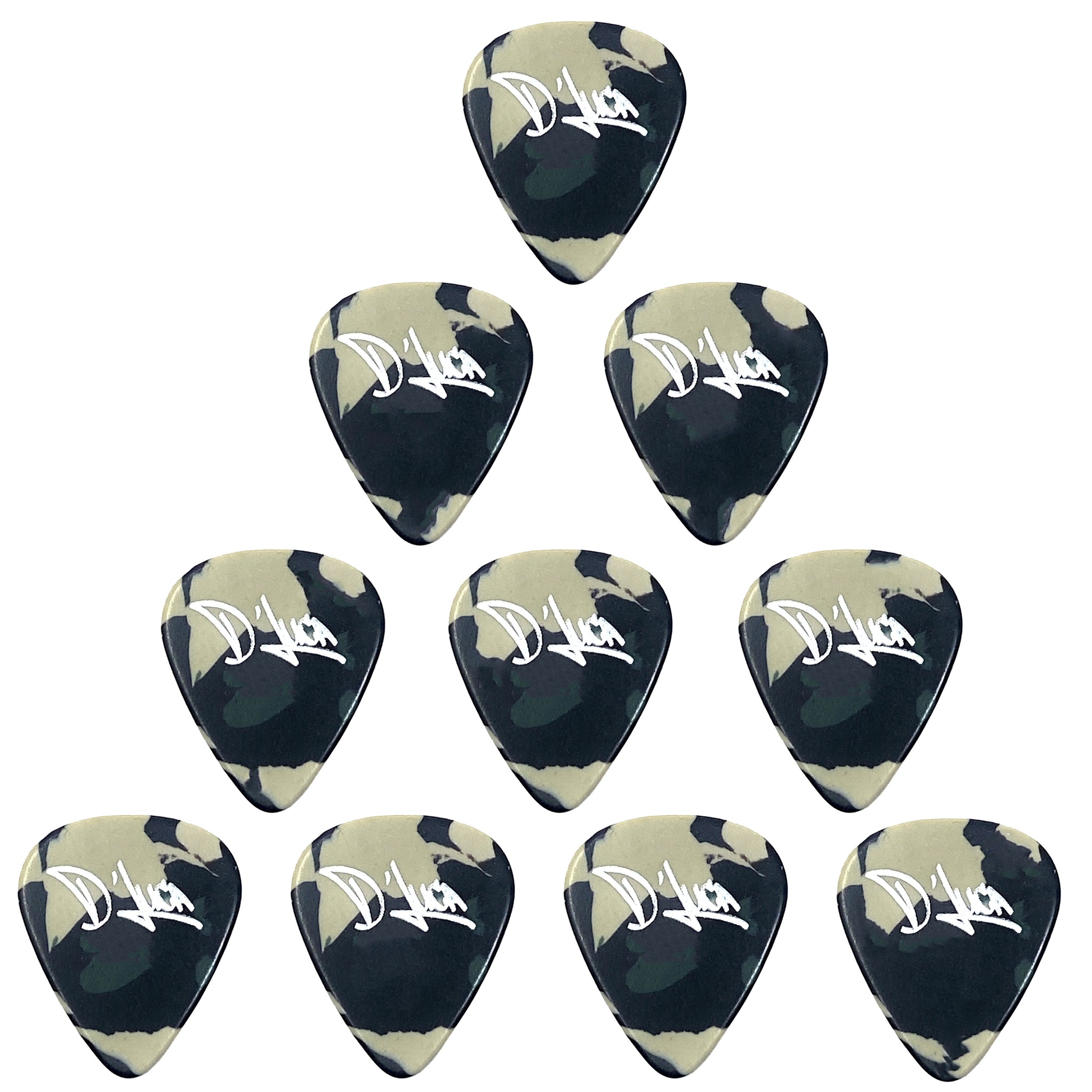 D'Luca Celluloid Standard Guitar Picks Camouflage 0.70mm Medium 10 Pack
