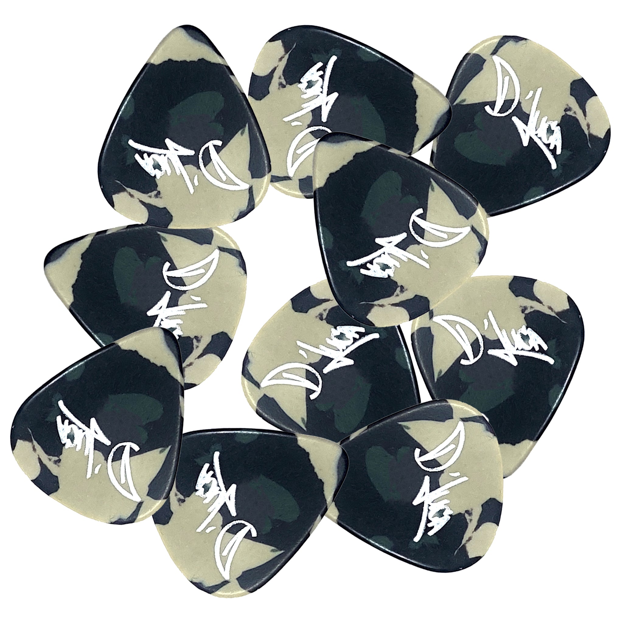 D'Luca Celluloid Standard Guitar Picks Camouflage 0.70mm Medium 10 Pack