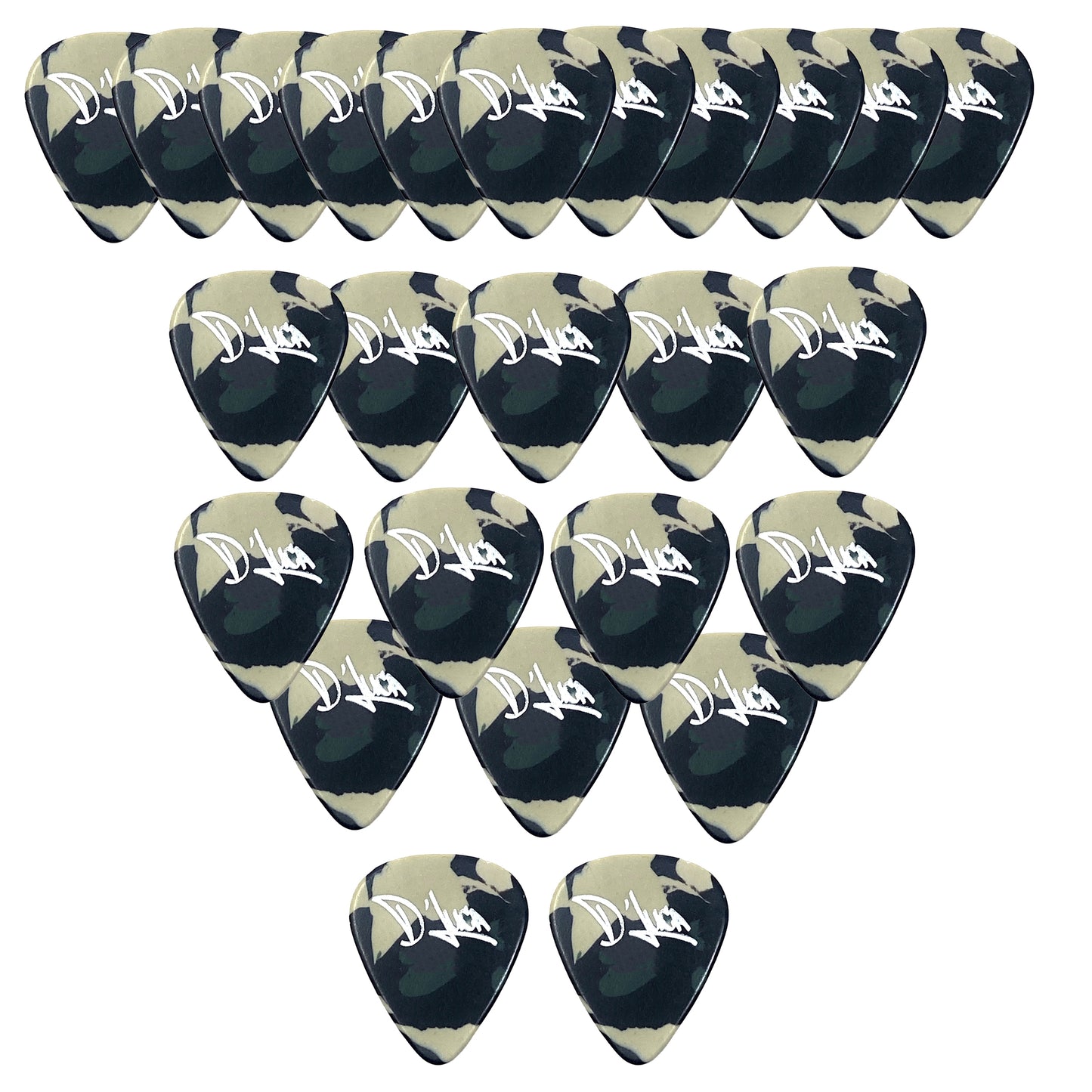 D'Luca Celluloid Standard Guitar Picks Camouflage 0.70mm Medium 25 Pack
