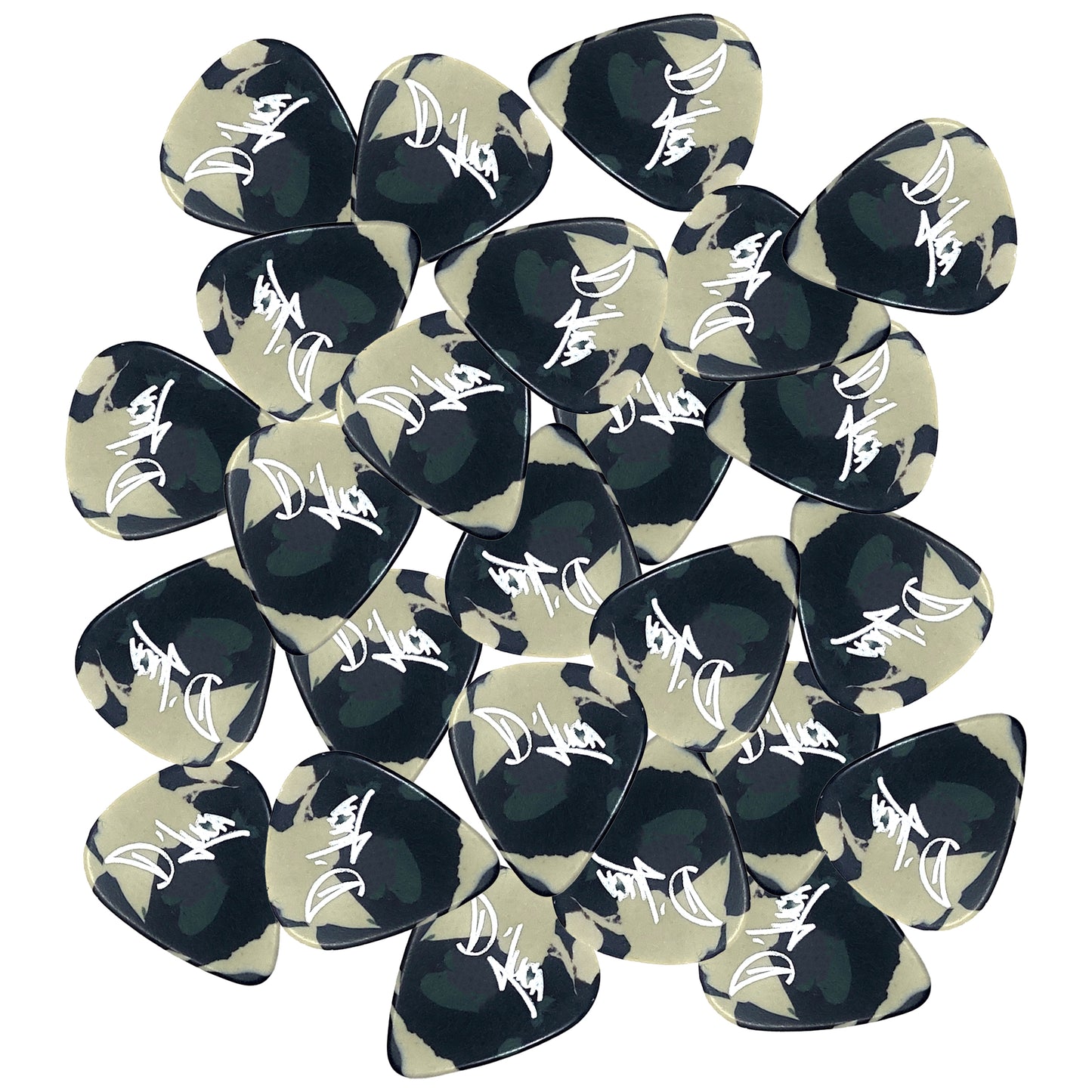 D'Luca Celluloid Standard Guitar Picks Camouflage 1.0mm Heavy 25 Pack
