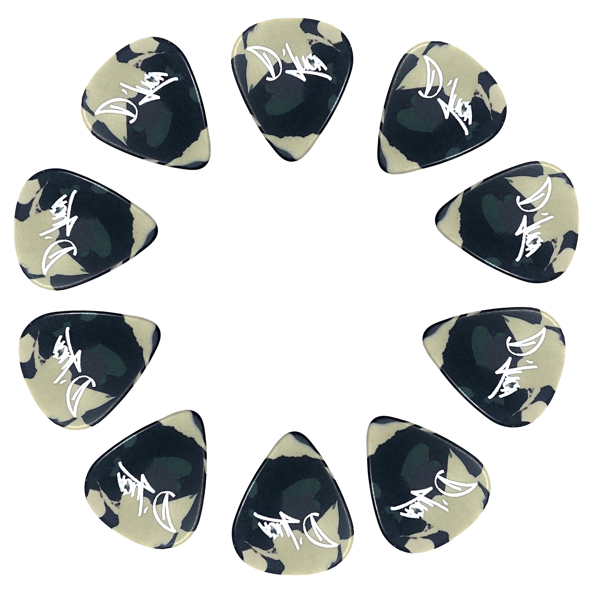 D'Luca Celluloid Standard Guitar Picks Camouflage 1.25mm Extra Heavy 10 Pack