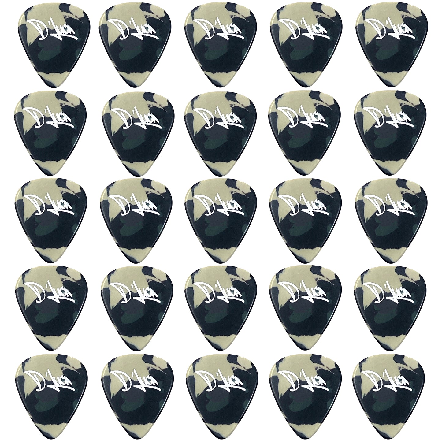 D'Luca Celluloid Standard Guitar Picks Camouflage 1.25mm Extra Heavy 25 Pack