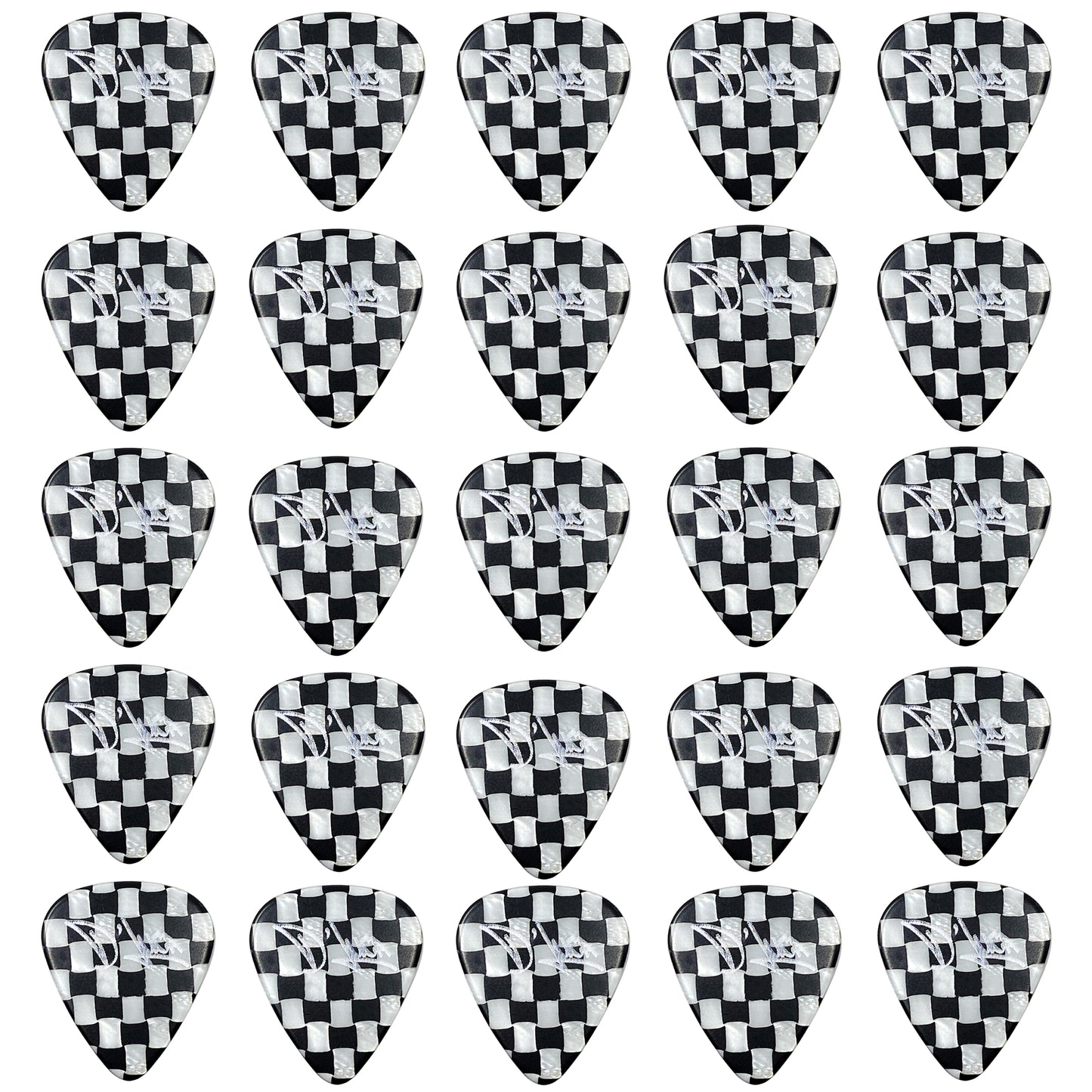D'Luca Celluloid Standard Guitar Picks Checkerboard 0.50 mm Light 25 Pack