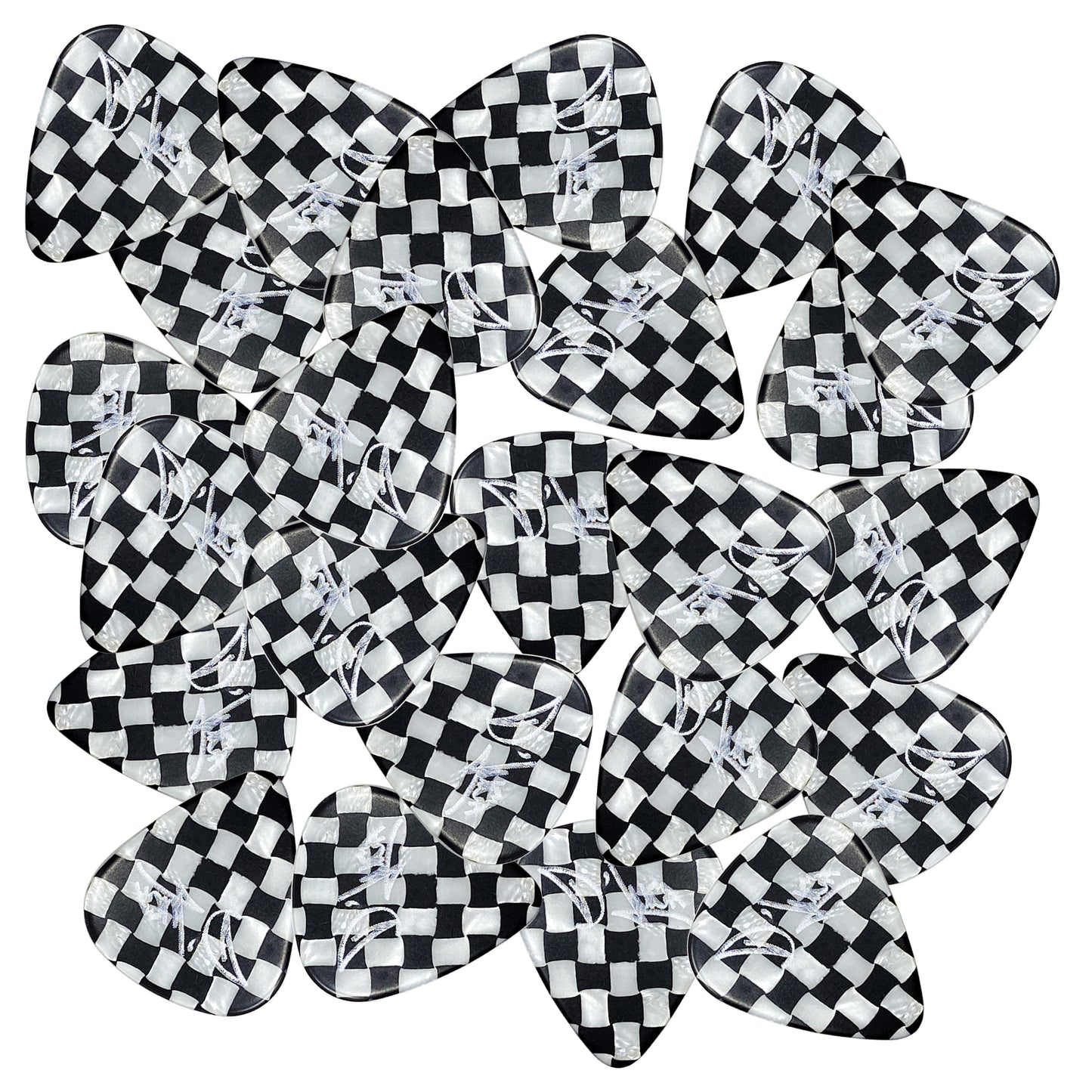 D'Luca Celluloid Standard Guitar Picks Checkerboard 0.70mm Medium 25 Pack