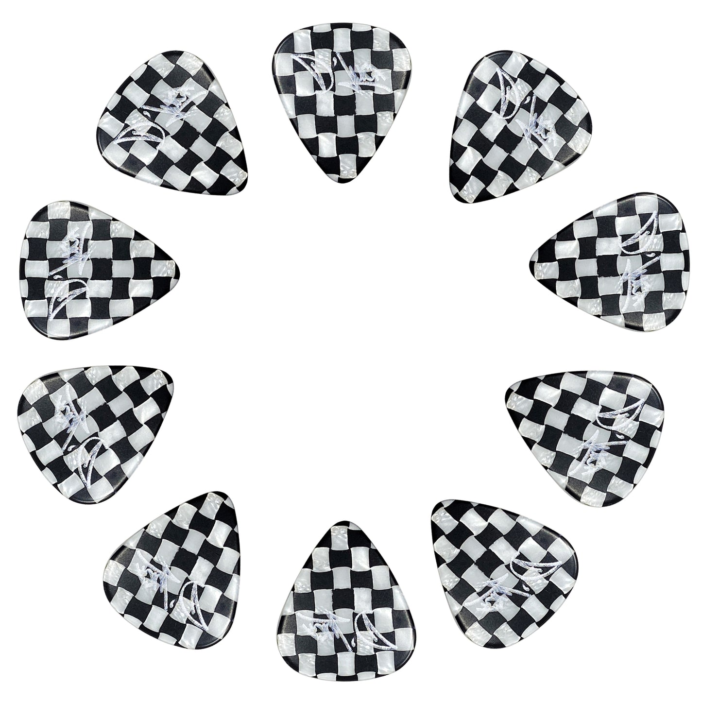 D'Luca Celluloid Standard Guitar Picks Checkerboard 1.0mm Heavy 10 Pack