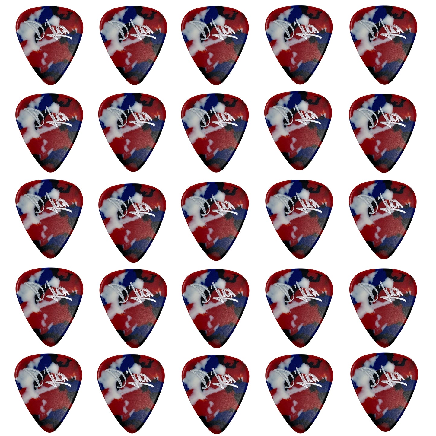 D'Luca Celluloid Standard Guitar Picks Multi-Color 1.25mm Extra Heavy 25 Pack
