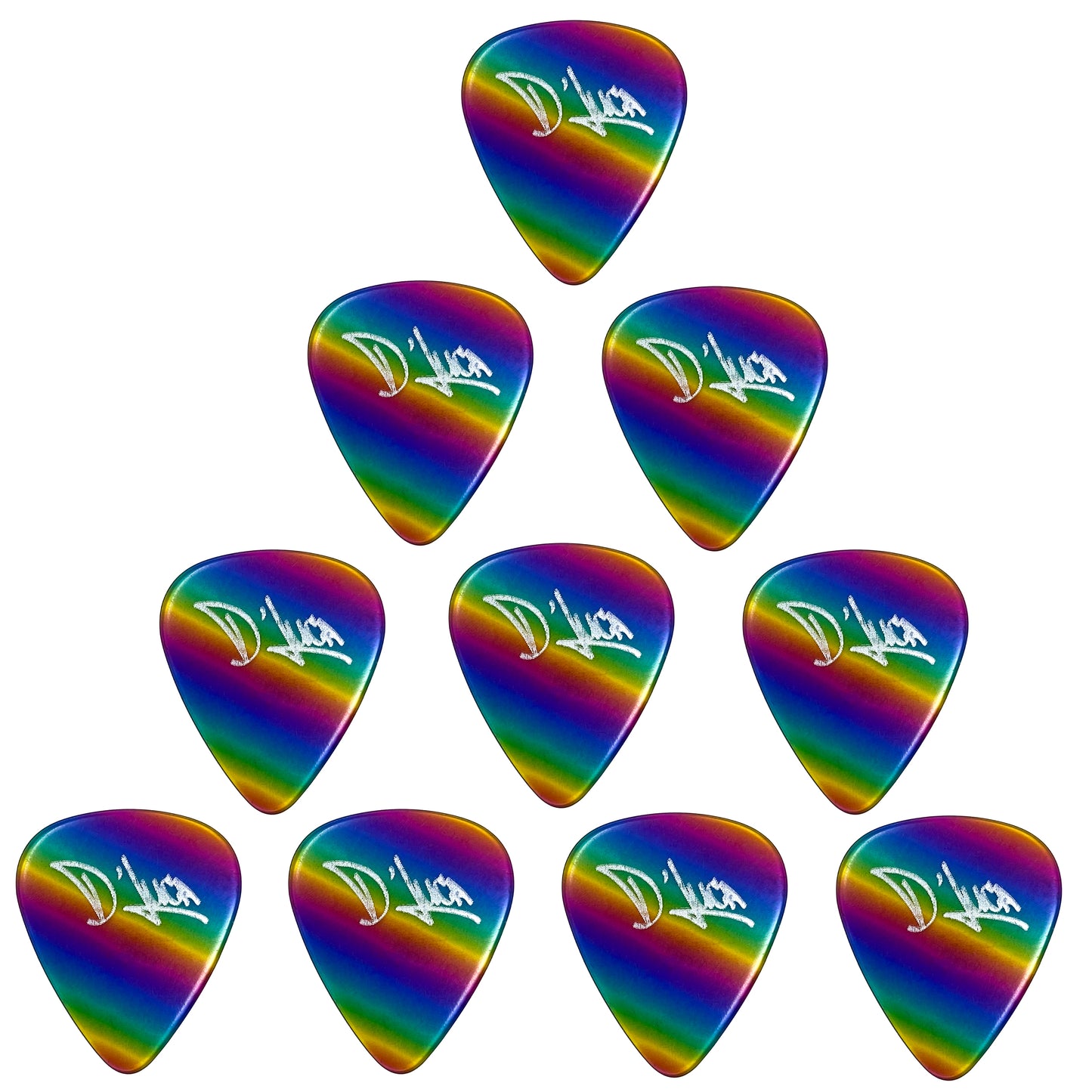 D'Luca Celluloid Standard Guitar Picks Rainbow 0.50 mm Light 10 Pack