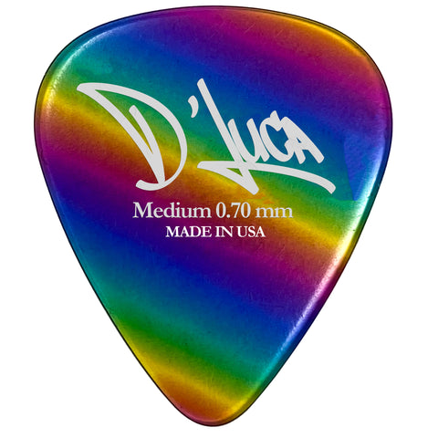D'Luca Celluloid Standard Guitar Picks Rainbow 0.70mm Medium 25 Pack