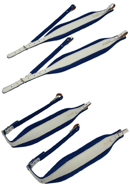 D'Luca Pro SB Series Genuine Leather Accordion Straps White/Blue