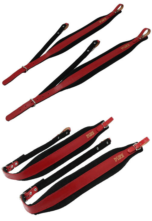 D'Luca Pro SG Series Genuine Leather Accordion Straps Red/Black