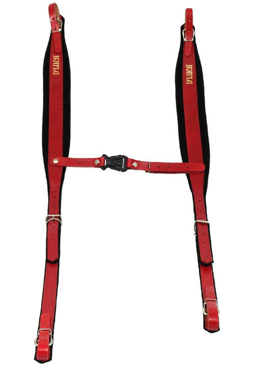 D'Luca Pro SM Series Genuine Leather Accordion Straps Red/Black