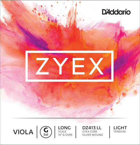 D'Addario Zyex Viola Single G String, Long Scale, Light Tension