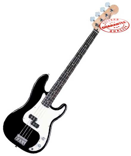 Electric Bass Guitar with Bag, Strap and Tuner, Black