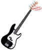 Electric Bass Guitar with Bag, Strap and Tuner, Black