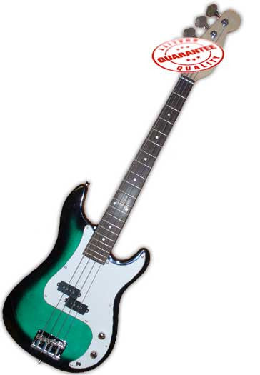 Electric Bass Guitar with Bag, Strap and Tuner, Greenburst
