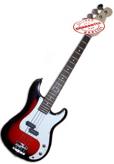 Electric Bass Guitar with Bag, Strap and Tuner, Cherryburst
