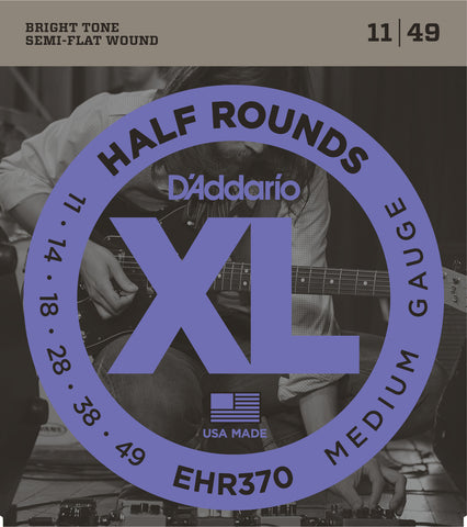 D'Addario EHR370 Half Round Electric Guitar Strings, Medium, 11-49