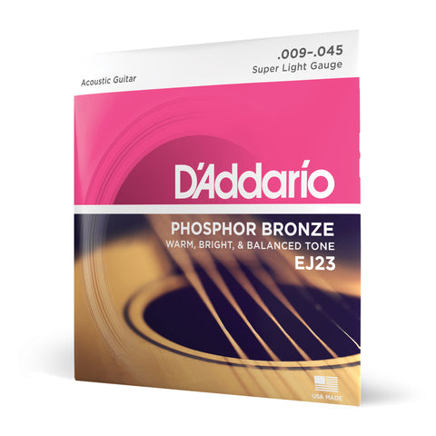 D'Addario 9-45 Super Light, Phosphor Bronze Acoustic Guitar Strings