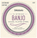 D'Addario EJ57 5-String Banjo Strings, Nickel, Custom Medium, 11-22