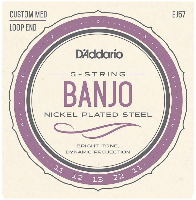 D'Addario EJ57 5-String Banjo Strings, Nickel, Custom Medium, 11-22