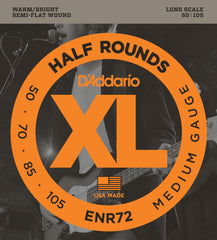 D'Addario ENR72 Half Round Bass Guitar Strings, Medium, 50-105, Long Scale