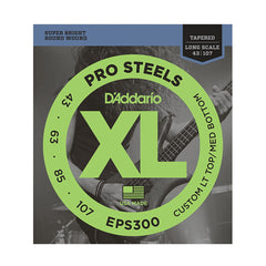 D'Addario EPS300 ProSteels Bass Guitar Strings, Custom Light, 43-107, Long Scale
