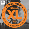 D'Addario EXL110-10P Nickel Wound Electric Guitar Strings, Regular Light, 10-46, 10 Sets