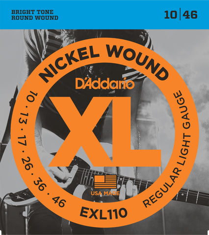 D'Addario EXL110 Nickel Wound Electric Guitar Strings, Regular Light, 10-46