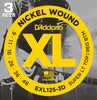 D'Addario EXL125-3D Nickel Wound Electric Guitar Strings, Super Light Top/Regular Bottom, 9-42, 3 Sets