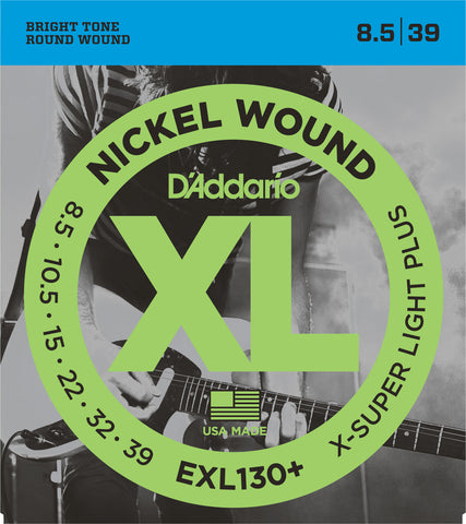 D'Addario EXL130+ Nickel Wound Electric Guitar Strings, Extra-Super Light Plus, 8.5-39