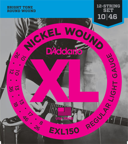 D'Addario EXL150 Nickel Wound Electric Guitar Strings, 12-String, Regular Light, 10-46