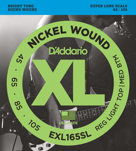 D'Addario EXL165SL Nickel Wound Bass Guitar Strings, Custom Light, 45-105, Super Long Scale