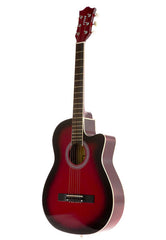 Fever 3/4 Acoustic Cutaway 38 Inches Guitar Redburst, FV-030C-DRD