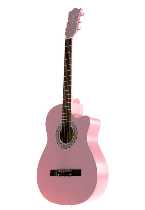 Fever 3/4 Acoustic Cutaway 38 Inches Guitar Pink, FV-030C-PK