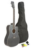 Fever Dreadnought Cutaway Acoustic Guitar Black with Bag, Tuner and Strings