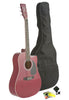 Fever Dreadnought Cutaway Acoustic Guitar Red with Bag, Tuner and Strings