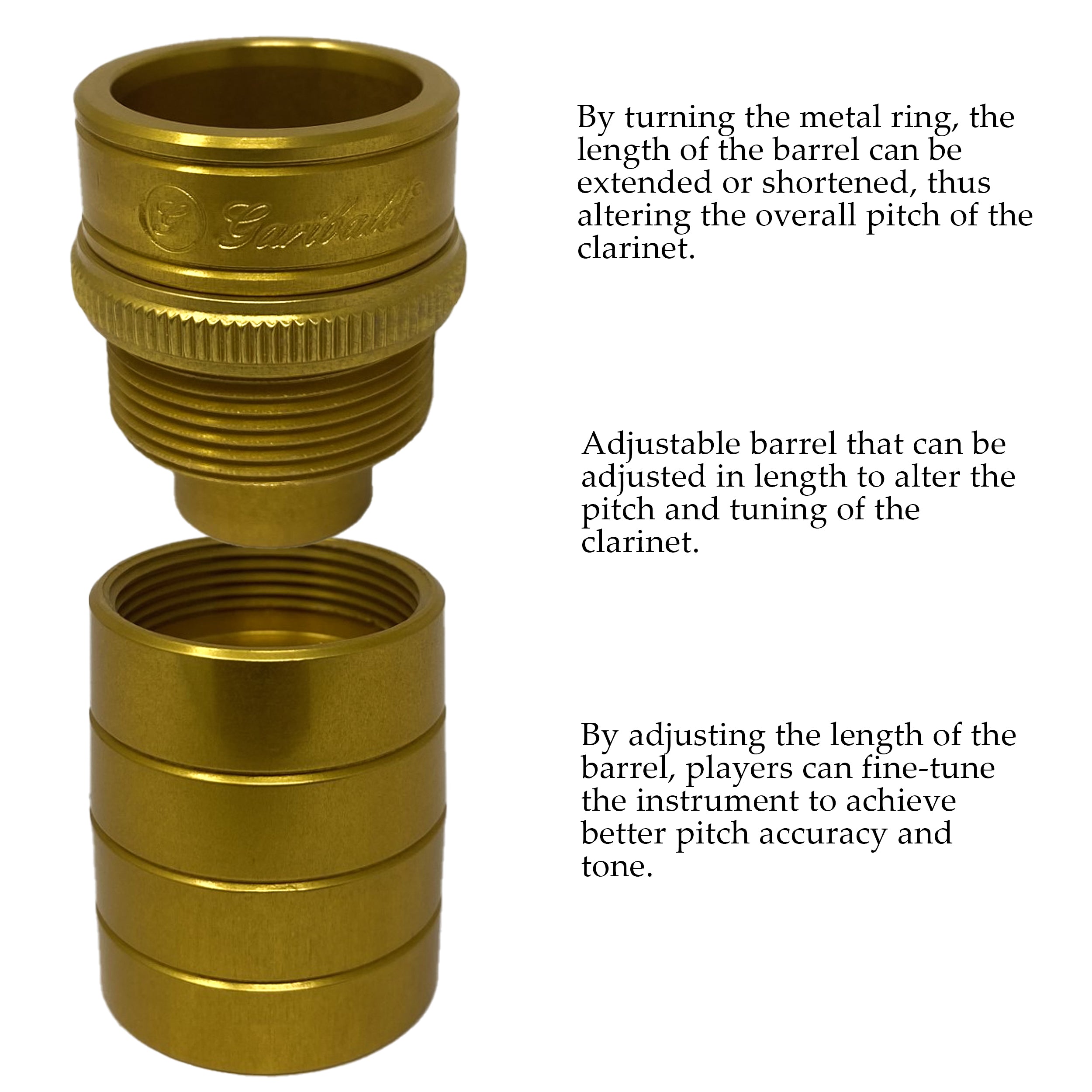 Garibaldi Classic Clarinet Adjustable Barrel 55mm/62mm, Gold