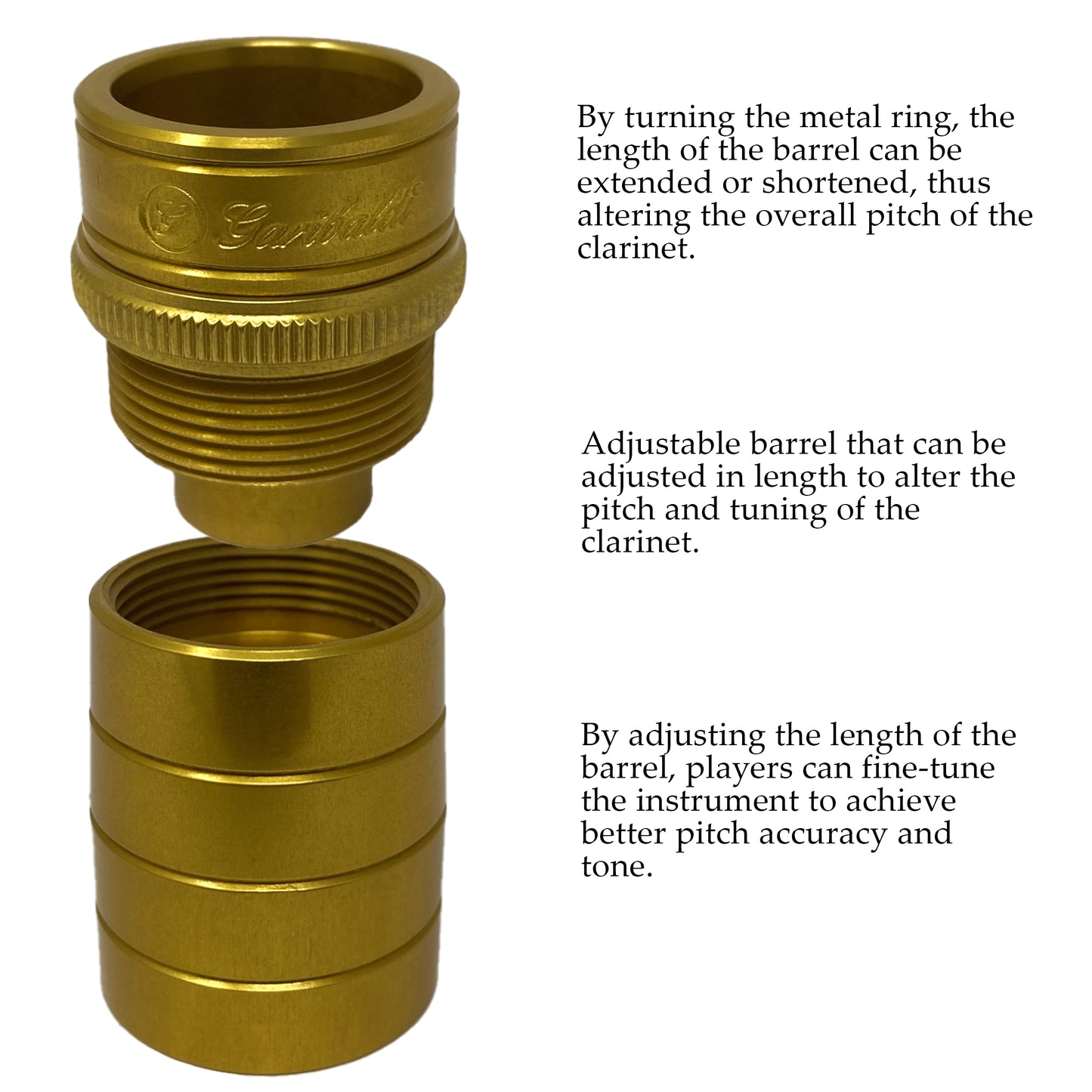Garibaldi Classic Clarinet Adjustable Barrel 55mm/62mm, Gold