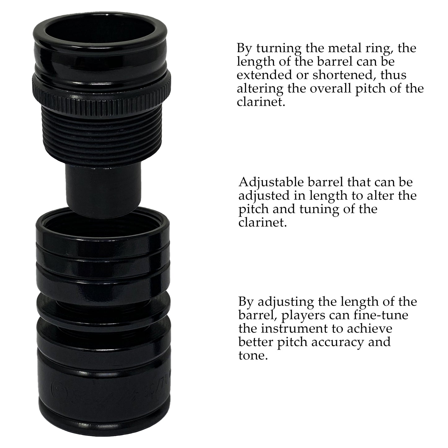 Garibaldi Elite Clarinet Adjustable Barrel 60mm/70mm, Black
